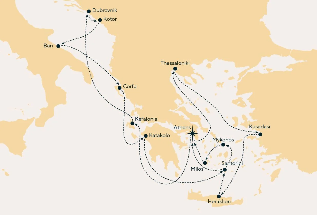 14 Day Mediterranean Cruise - 5 Country Cruise map