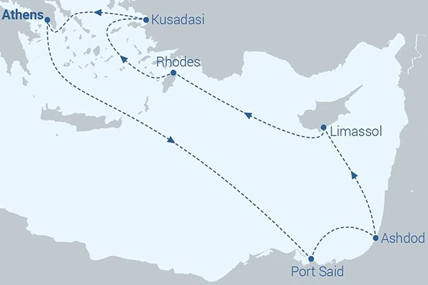 3 Continents Cruise - 7 Days map