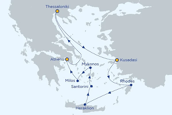 7 Day Mediterranean Cruise - Idyllic Aegean map