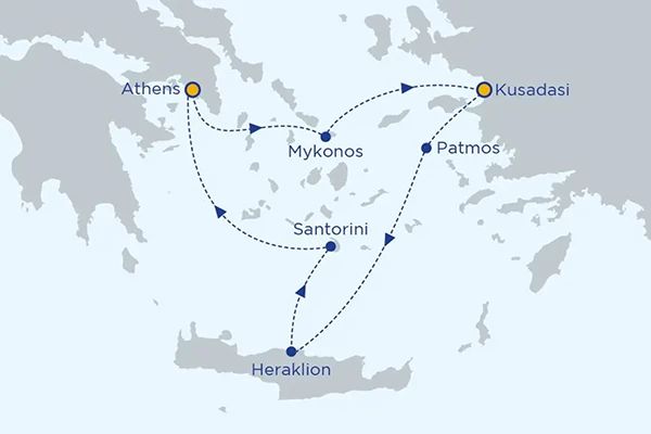 3 Day Greek Island Cruise - Short Greek Island Cruise map