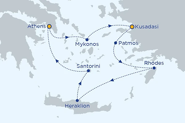4 Day Greek Island Cruise - Greek Island Hopping Cruise map